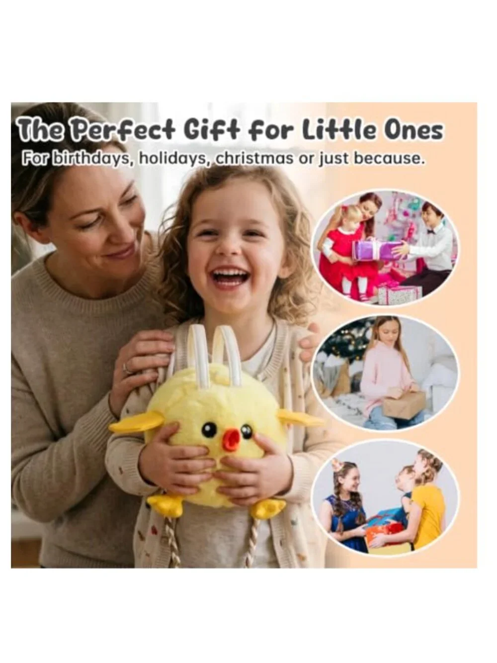 Adorable Chicken Plush Crossbody Purse for Kids, Detachable Strap, Lightweight,